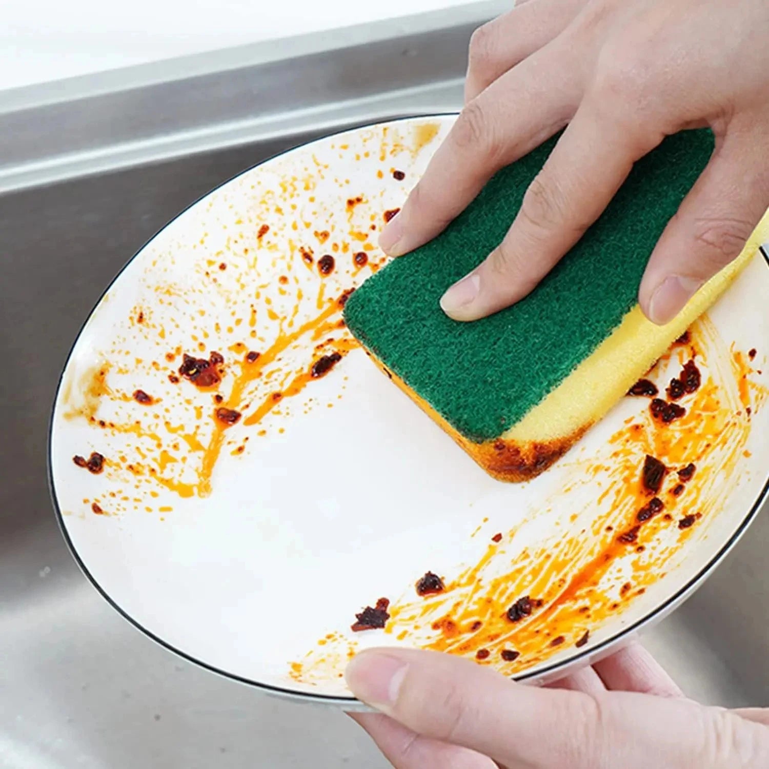 Heavy-Duty Double-Sided Magic Sponge: Tough Grease Cleaner for Motorcycles, Pots & Kitchen Surfaces