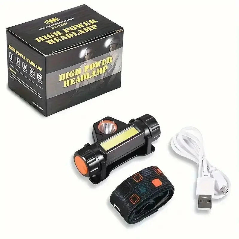 Rechargeable COB LED USB Headlamp Strong Magnetic Powerful Headlight Super Bright Waterproof Head Torch For Outdoor Fishing